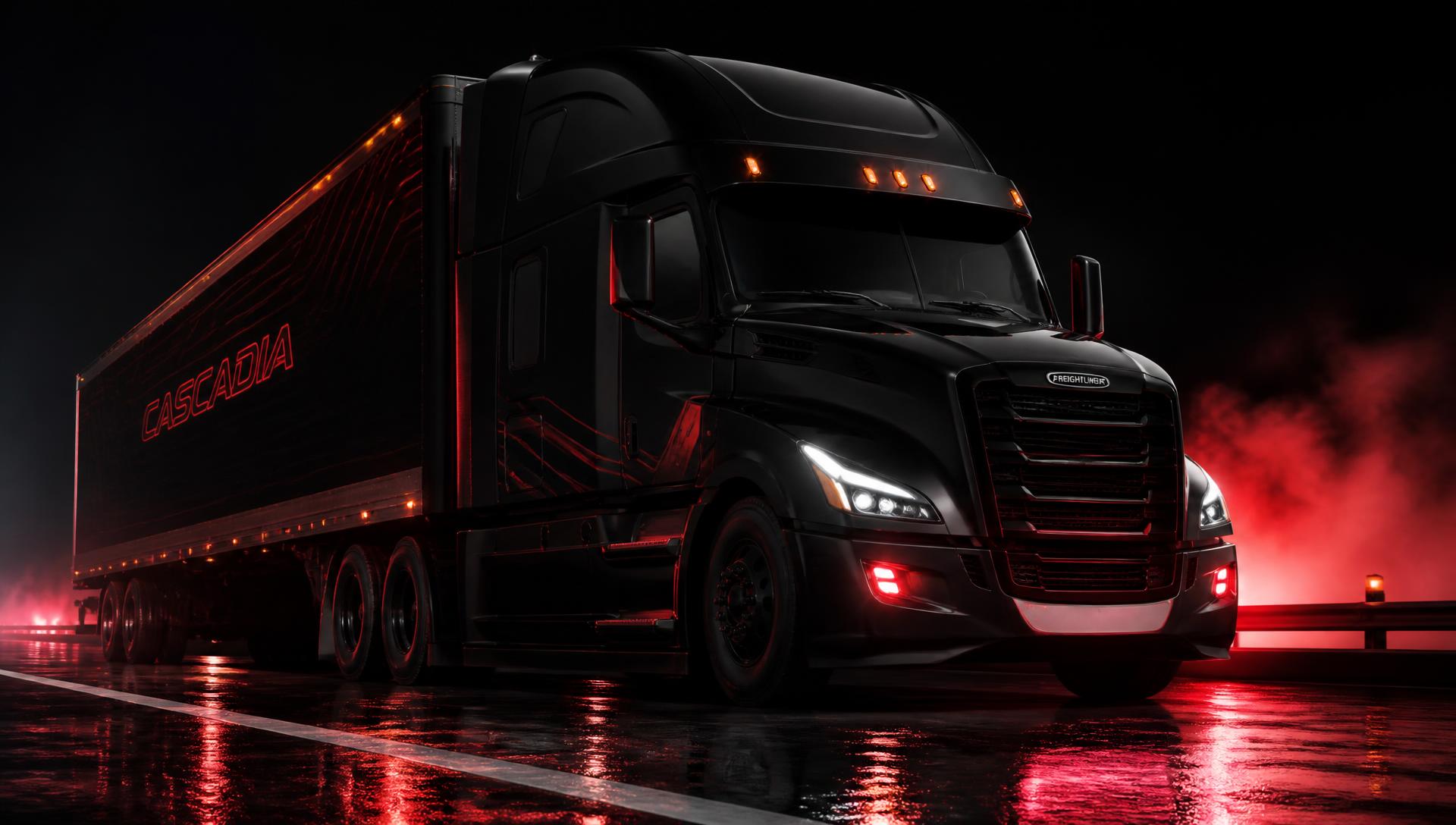 Obsidian X Lines Cascadia on a wet night highway
